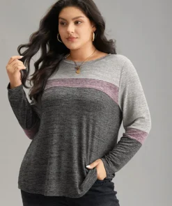 Heather Colorblock Contrast Crew Neck T-shirt 24 Heather Colorblock Contrast Crew Neck T-shirt -Clothing Shop 302307876 az