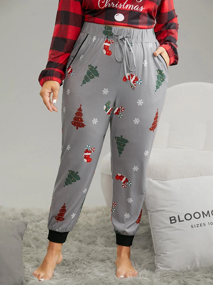 Christmas Trees Print Drawstring Sleep Bottoms 3 Christmas Trees Print Drawstring Sleep Bottoms