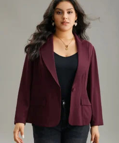 Lapel Collar Plain Twill Button Up Blazer -Clothing Shop 305067203 iv 0cc8804d 7de0 4e37 88da 247182b829f0