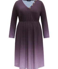 Tie Dye Button Detail Pocket Elastic Waist Dress -Clothing Shop 306419167 hq