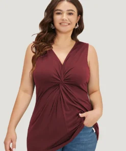 Supersoft Essentials Plain V Neck Twist Front Tank Top -Clothing Shop 307716638 gh 2d2ae5d0 90ac 4468 abb0 583ac6c35593