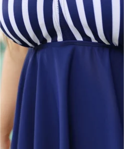 Striped Contrast Crossover Ruffle Hem Tankini Top 21 Striped Contrast Crossover Ruffle Hem Tankini Top -Clothing Shop 307755583 om