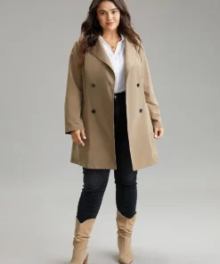 Plain Double Breasted Belted Lapel Collar Coat -Clothing Shop 307994997 rw 7595f05d 3c40 46ee b7d8 a2509d2d7009