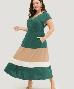 Colorblock Contrast Pocket Wrap Flutter Tiered Tank Dress -Clothing Shop 308159934 uu d1ff1b53 bfc5 4173 87e6 3f88290dc704