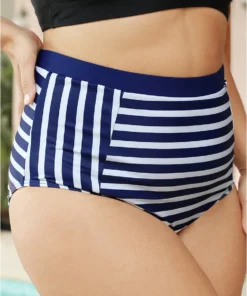 Striped Patchwork Bikini Bottom -Clothing Shop 308178852 gw