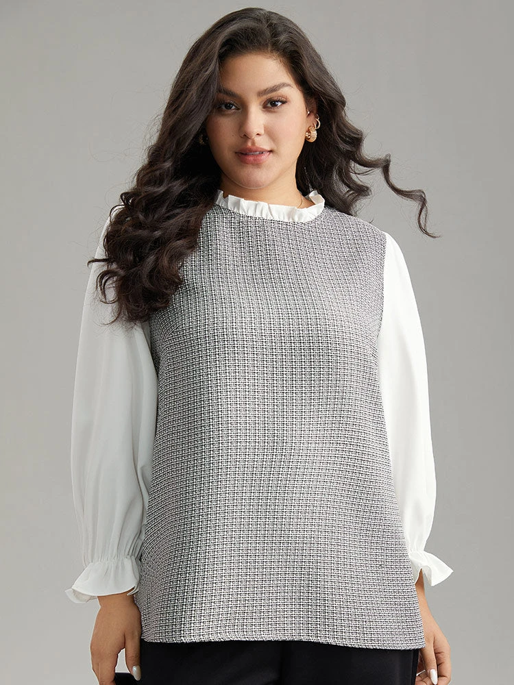 Gingham Ruffles Patchwork Frill Trim Blouse 7 Gingham Ruffles Patchwork Frill Trim Blouse - Image 5