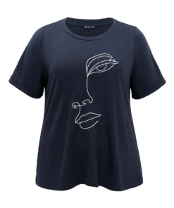 Art & Design Embroidered Crew Neck T-shirt -Clothing Shop 30908877 wc