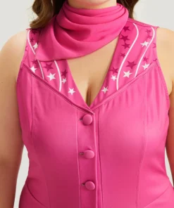 Halloween Star Button Up Bootcut Sleeveless Jumpsuit -Clothing Shop 309457254 kv