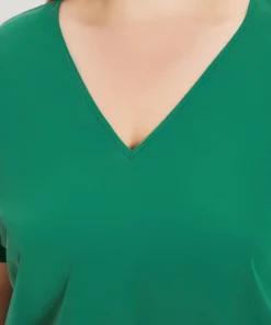 Solid V Neck Dolman Sleeve Cut Out Bodysuit -Clothing Shop 309593298 sp