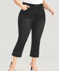 Bootcut Very Stretchy High Rise Dark Wash Fringe Detail Jeans -Clothing Shop 309754810 nt