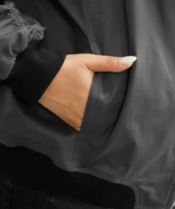 Plain Pocket Patchwork Zipper Bomber Jacket -Clothing Shop 311400438 gd