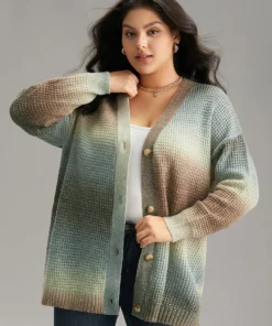 Ombre Heather Button Fly Cardigan 15 Ombre Heather Button Fly Cardigan -Clothing Shop 312081412 jl