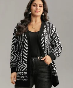 Bandana Print Open Front Loose Cardigan