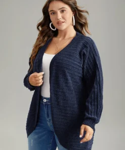 Plain Textured Dolman Sleeve Arc Hem Cardigan 15 Plain Textured Dolman Sleeve Arc Hem Cardigan -Clothing Shop 312720830 nu