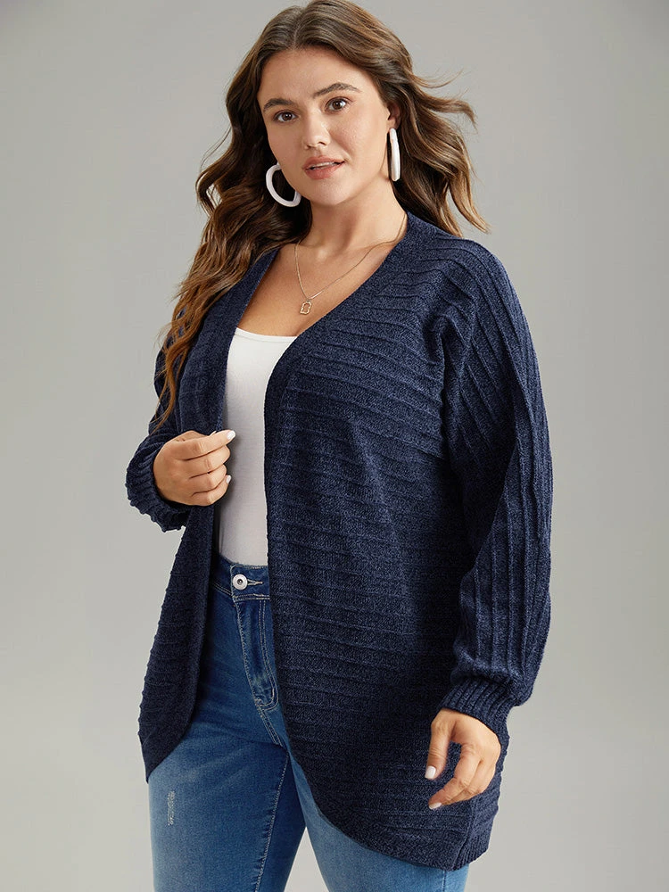 Plain Textured Dolman Sleeve Arc Hem Cardigan 7 Plain Textured Dolman Sleeve Arc Hem Cardigan - Image 5