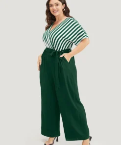 Striped Patchwork Pocket Batwing Sleeve Belted Wrap Jumpsuit 36 Striped Patchwork Pocket Batwing Sleeve Belted Wrap Jumpsuit -Clothing Shop 313230410 fx 98704197 a738 48c1 a67b 3d4cb33ef408
