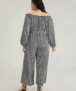 Ditsy Floral Off Shoulder Pocket Belted Jumpsuit -Clothing Shop 314421628 ne