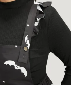 Halloween Bat Print Pocket Frill Trim Gathered Jumpsuit 13 Halloween Bat Print Pocket Frill Trim Gathered Jumpsuit -Clothing Shop 314580508 xw