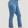 Very Stretchy High Rise Medium Wash Broderie Anglaise Jeans -Clothing Shop 315487851 ld