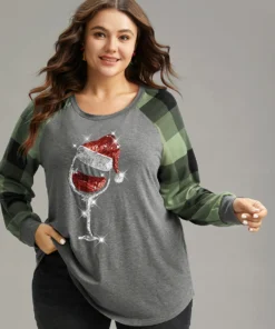Christmas Sequin Plaid Patchwork T-shirt -Clothing Shop 315652569 le 8a97cca6 8189 422b a0ac 361c6483b496