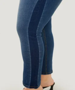 Very Stretchy High Rise Medium Wash Contrast Patchwork Jeans -Clothing Shop 316002798 xp