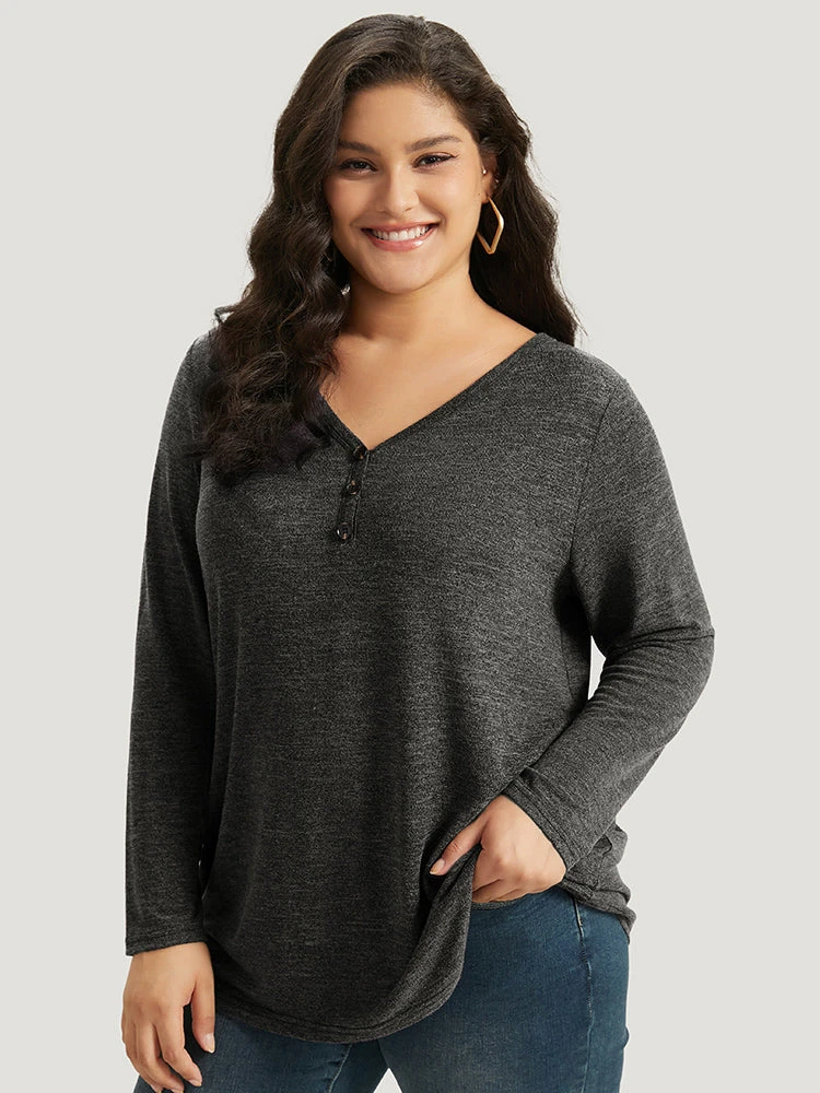 Heather Button Up Long Sleeve T-shirt 17 Heather Button Up Long Sleeve T-shirt - Image 15