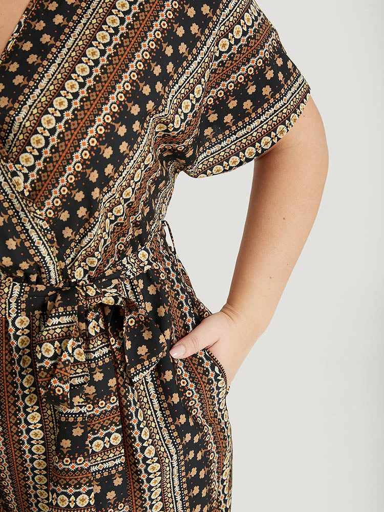 Bandana Print Surplice Neck Belted Ruffle Sleeve Jumpsuit 9 Bandana Print Surplice Neck Belted Ruffle Sleeve Jumpsuit - Image 7