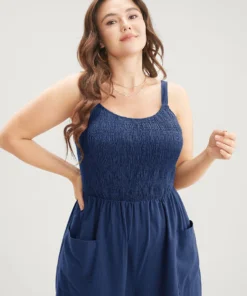 Solid Pocket Shirred Spaghetti Strap Jumpsuit -Clothing Shop 317919488 fj 3eba4fbf 971c 4509 914b b291df1be09e