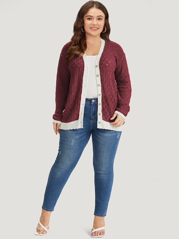 Two Tone Patchwork Cut Out Button Down Cardigan 20 Two Tone Patchwork Cut Out Button Down Cardigan - Image 18