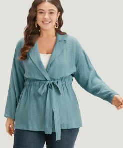 Anti-Wrinkle Plain Suit Collar Drawstring Ties Blazer -Clothing Shop 318403404 su 68fcd093 1279 456a 9e8f e26842bf1213