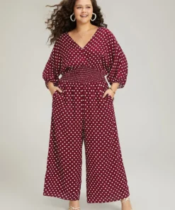Polka Dot V Neck Knot Backless Lantern Sleeve Jumpsuit -Clothing Shop 319397256 ix 68da9e37 99c0 4758 982a 84d038baa68b