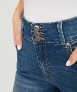 Very Stretchy High Rise Medium Wash Cropped Jeans -Clothing Shop 319427618 ke