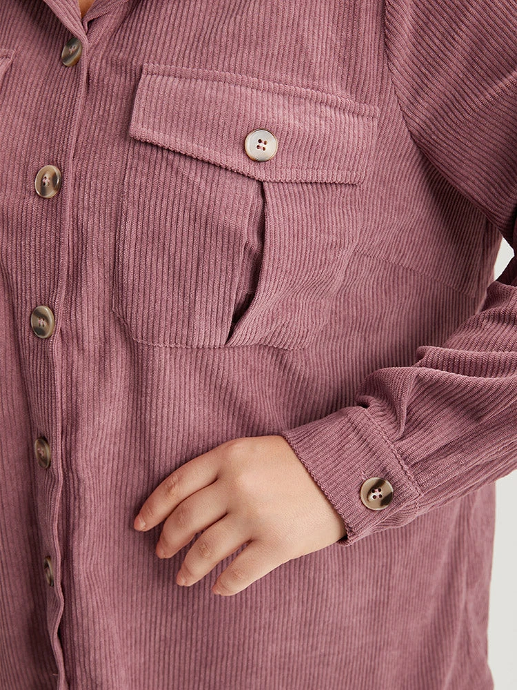 Plain Texture Pocket Button Through Shirt Collar Jacket 11 Plain Texture Pocket Button Through Shirt Collar Jacket - Image 9
