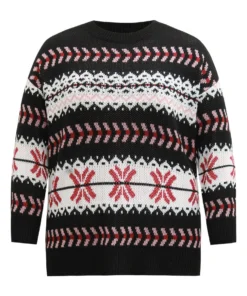 Bandana Geo Print Drop Shoulder Pullover -Clothing Shop 321596483 tg