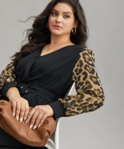 Leopard Patchwork Wrap Buckle Detail Belted Jumpsuit 18 Leopard Patchwork Wrap Buckle Detail Belted Jumpsuit -Clothing Shop 32221631 ib