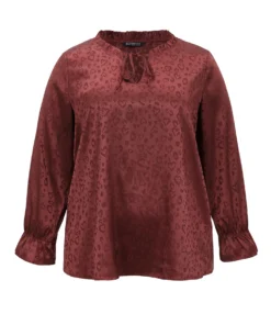 Solid Knot Neck Frill Trim Flutter Sleeve Blouse 19 Solid Knot Neck Frill Trim Flutter Sleeve Blouse -Clothing Shop 322307390 sy