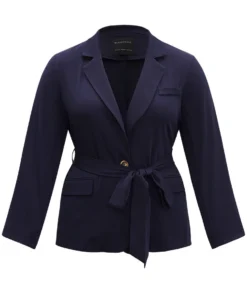 Anti-Wrinkle Button Through Belted Blazer 19 Anti-Wrinkle Button Through Belted Blazer -Clothing Shop 322742067 vo