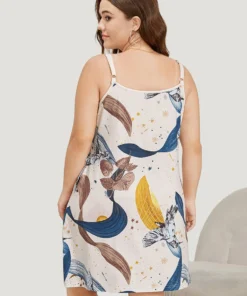 Natural Graphic Pocket Cami Sleep Dress -Clothing Shop 3230024 dw