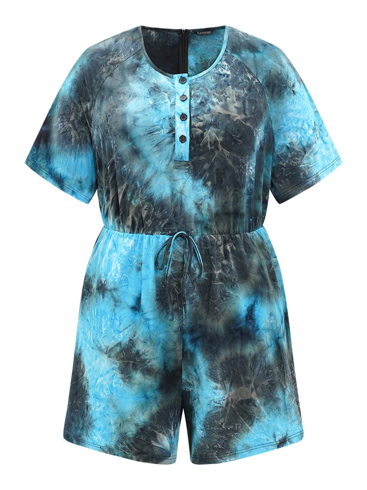 Tie Dye Button Up Ties Raglan Sleeve Jumpsuit 12 Tie Dye Button Up Ties Raglan Sleeve Jumpsuit - Image 10
