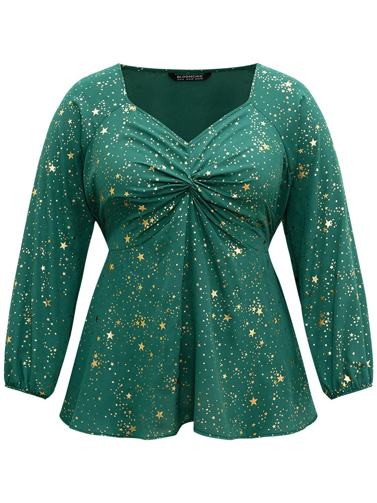 Star Glitter Square Neck Twist Front Blouse 9 Star Glitter Square Neck Twist Front Blouse - Image 7