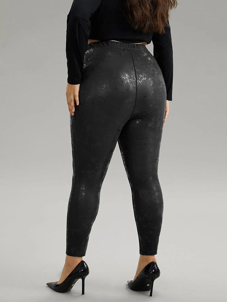 Vintage PU Leather Glitter Skinny Leggings 4 Vintage PU Leather Glitter Skinny Leggings - Image 2