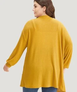 Plain Texture Pocket Open Front Coat -Clothing Shop 325622036 ki