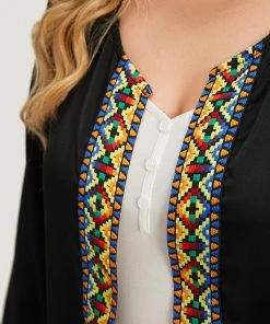 Bandana Print Tassels Trim Open Front Kimono -Clothing Shop 326036882 jw