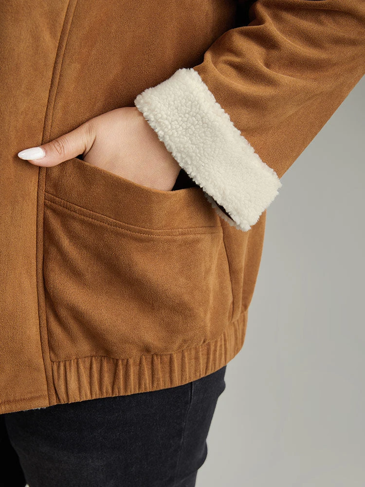 Contrast Lapel Collar Patched Pocket Jacket 8 Contrast Lapel Collar Patched Pocket Jacket - Image 6