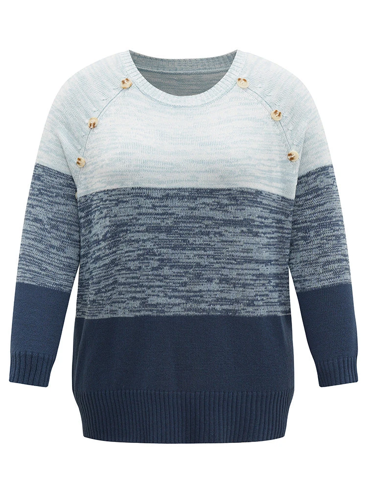 Colorblock Contrast Heather Button Detail Pullover 10 Colorblock Contrast Heather Button Detail Pullover - Image 8
