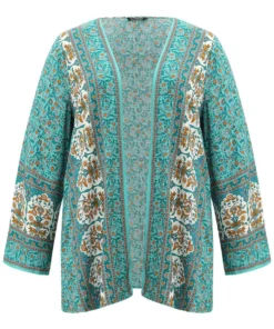 Boho Print Flutter Sleeve Open Front Kimono -Clothing Shop 327625854 bo