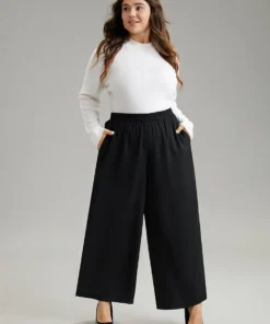 Solid Chiffon Elastic Waist Wide Leg Pants -Clothing Shop 327665725 ep b1198d47 c3b0 47ba 97e3 44b49614b225