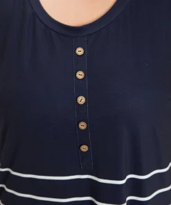 Striped & Polka Dot Print Pocket Button Detail Sleep Dress -Clothing Shop 327726971 pj 8749d563 989c 4e47 9dbe 714bfae2d1b5