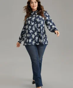 Ruffle Trim Floral Print Shirred Blouse -Clothing Shop 328300802 es 14cff733 29c8 469c 8905 32a9eb8a8e8f