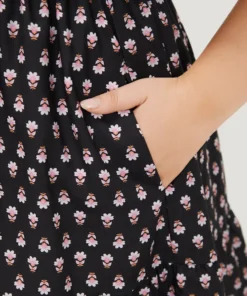 Boho Print Contrast Gathered Pocket Ruffles Dress -Clothing Shop 328609593 rc